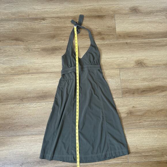 Athleta Pack Everywhere Halter Army Green Dress Women's Size 8 Athleisure Travel - Picture 5 of 6